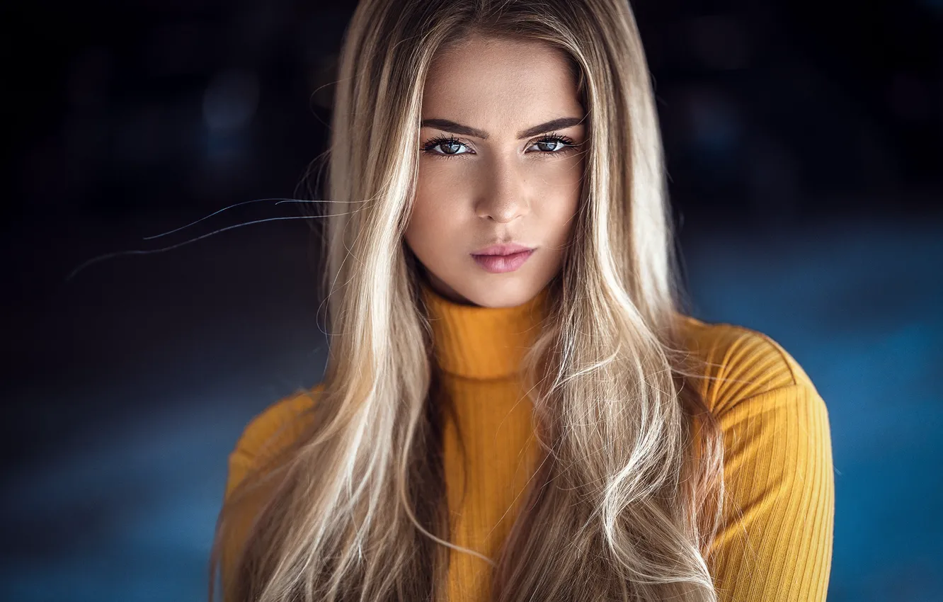Photo wallpaper eyes, look, girl, hair, portrait, blonde, brown, Anatoly Oskin
