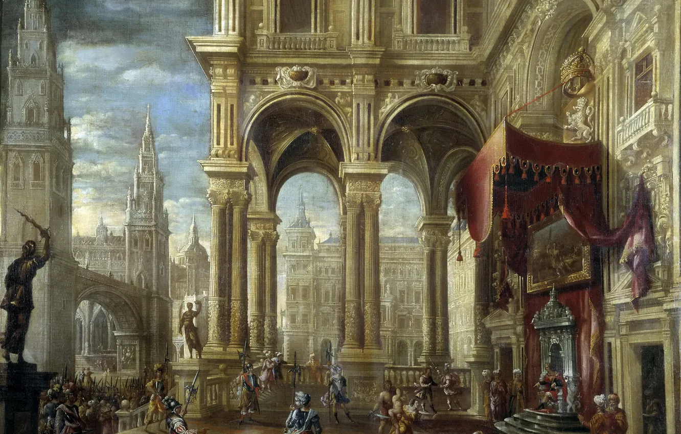 Photo wallpaper the city, interior, picture, mythology, Francisco Gutierrez Cabello, The Judgement Of Solomon