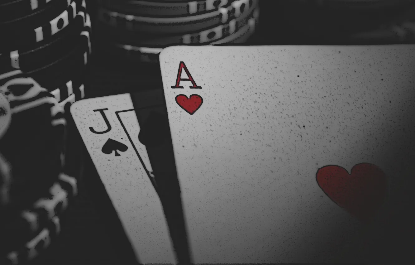 Photo wallpaper The game, Card, Peaks, Black Jack, Worms, Chips, ACE, Jack