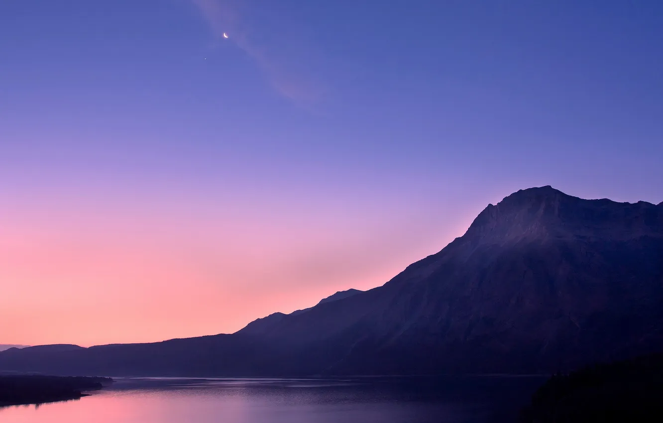 Photo wallpaper landscape, sunset, mountains