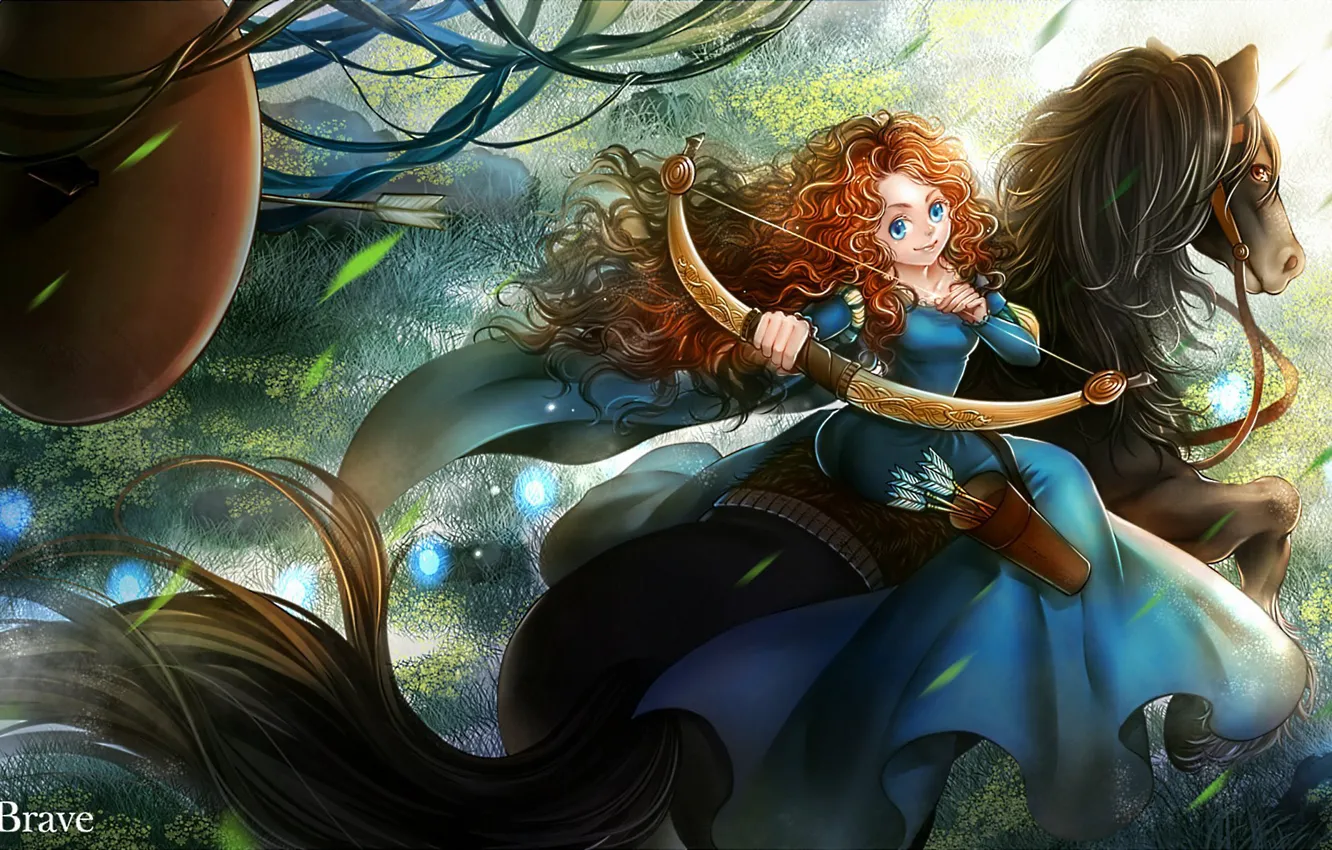 Photo wallpaper Archer, rider, red, Brave heart, Brave, Merida