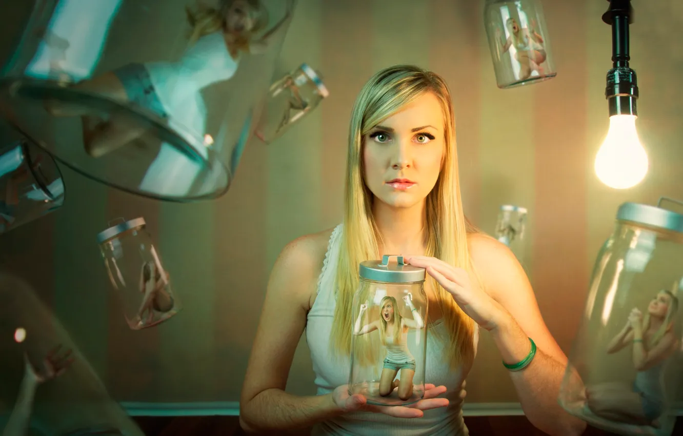 Photo wallpaper girl, emotions, mood, art