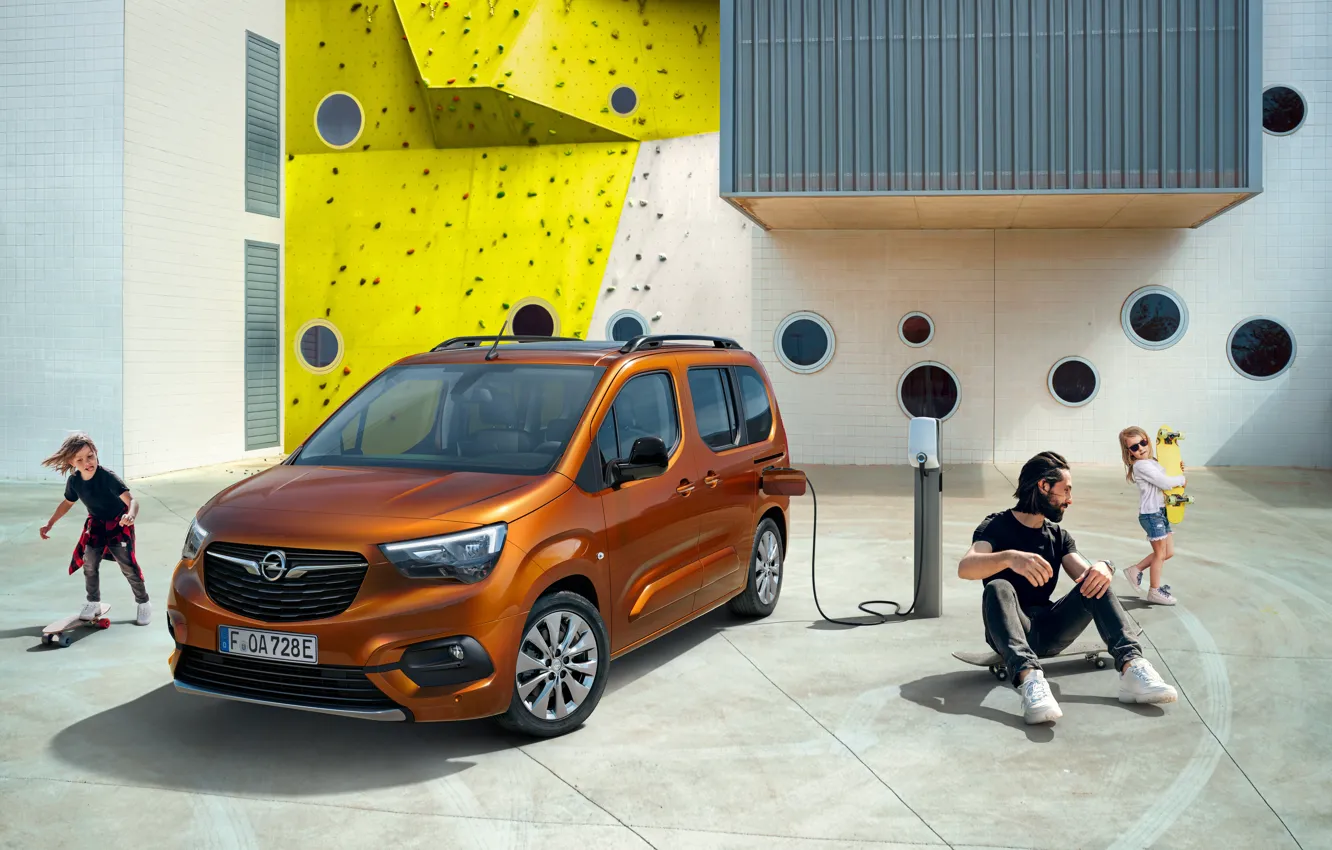 Photo wallpaper Children, Opel, Brown, Male, Metallic, 2021, Combo-e Life, Passenger electric car