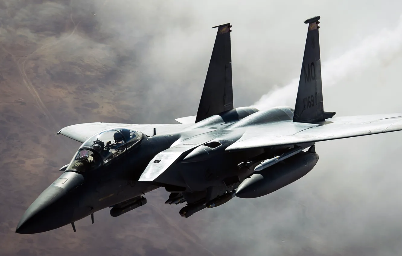 Photo wallpaper UNITED STATES AIR FORCE, F-15E, Strike Eagle, McDonnell Douglas, American double fighter-bombardirovshik