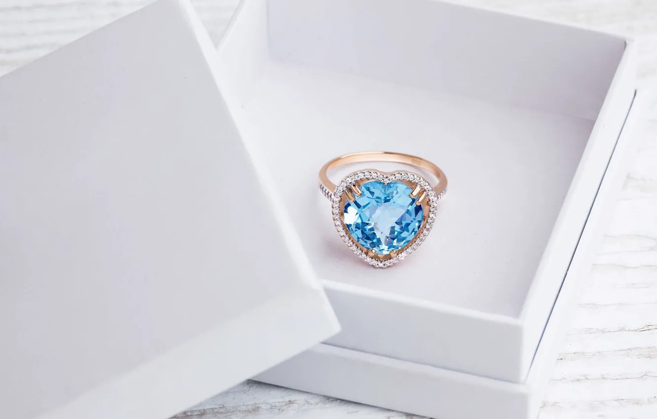 Photo wallpaper white, decoration, box, ring, diamonds
