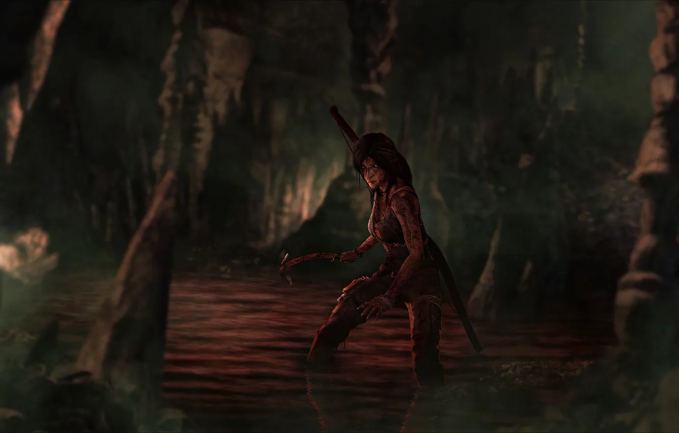 Photo wallpaper blood, Tomb Raider, cave, reborn, ice pick