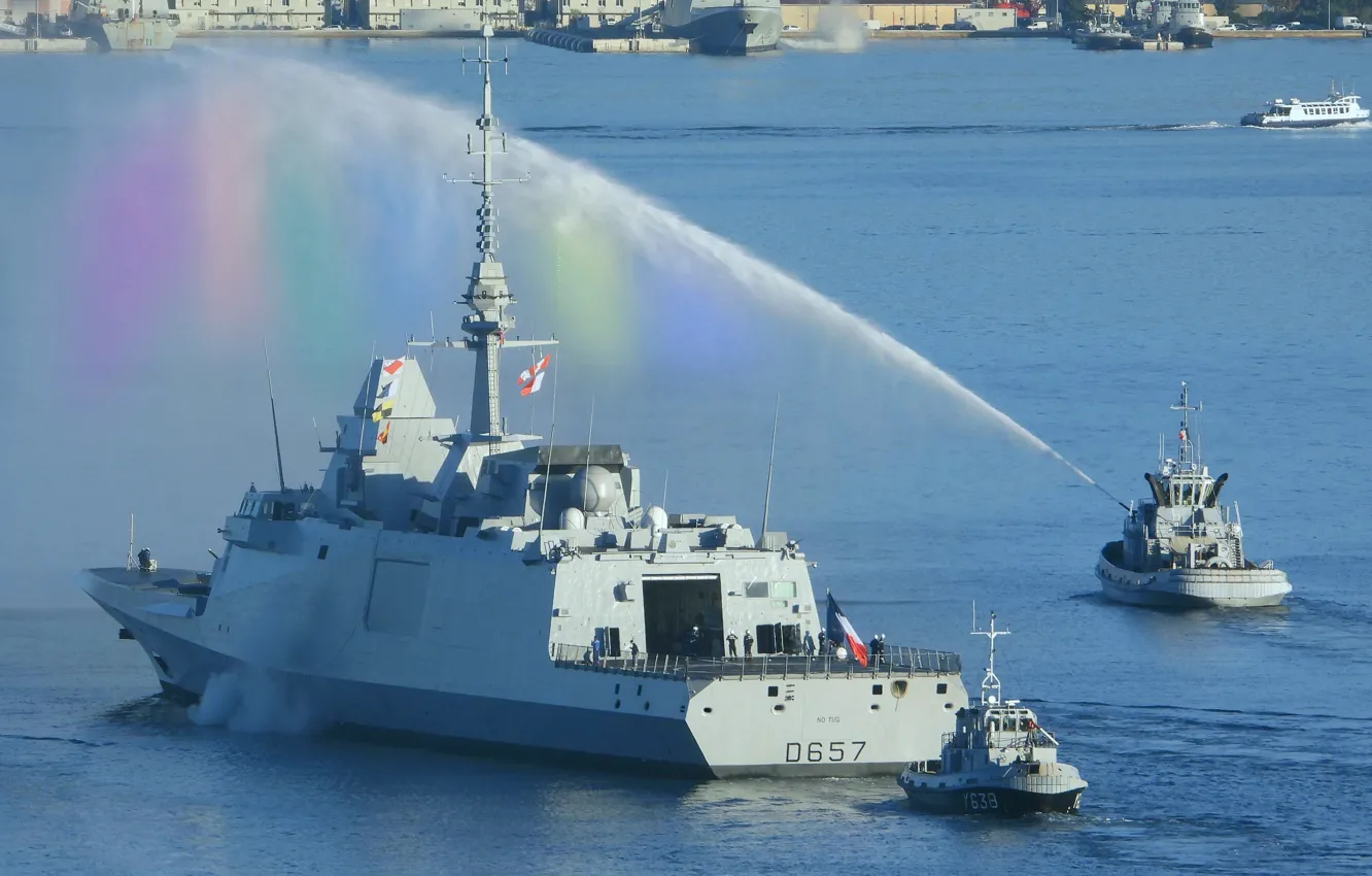 Photo wallpaper frigate, Lorraine, French Navy, FREMM DA