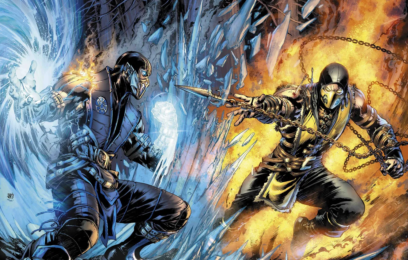 Photo wallpaper art, Scorpion, Sub-Zero, Mortal Kombat X