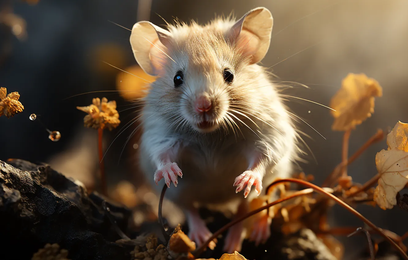 Photo wallpaper mustache, legs, mouse, face, front, digital art, AI art, The Art of Artificial Intelligence