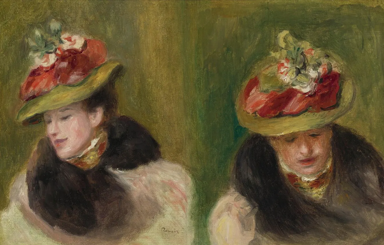 Photo wallpaper picture, Pierre Auguste Renoir, Pierre Auguste Renoir, Double Portrait Of Jeanne Baudot