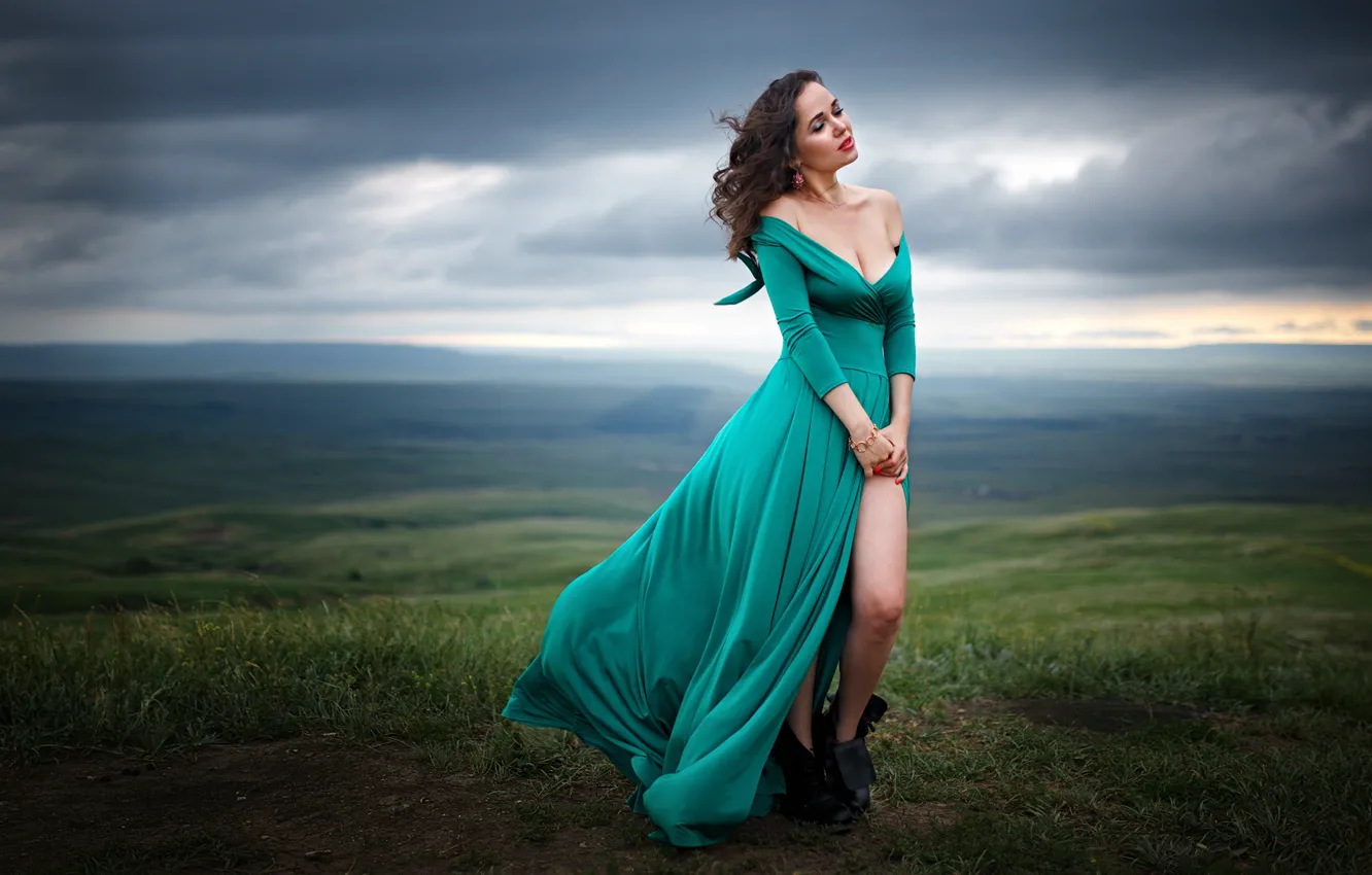 Photo wallpaper nature, dress, beautiful, long hair, Alexey Yuriev, Alexey Yuryev