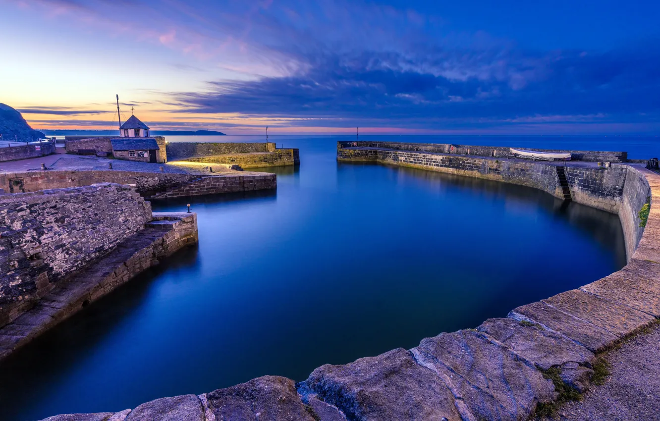 Photo wallpaper twilight, dusk, port city, Charlestown, St. Austell, Charlestown, Port Town, Saint Austell