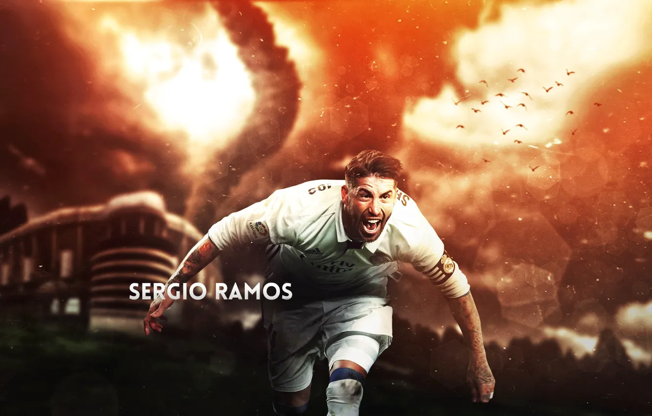 Photo wallpaper wallpaper, sport, stadium, football, Real Madrid, Santiago Bernabeu, player, Sergio Ramos