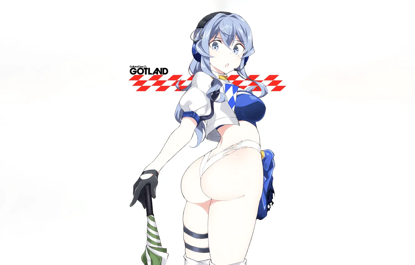 Photo wallpaper girl, sexy, lingerie, ass, panties, long hair, boobs, umbrella