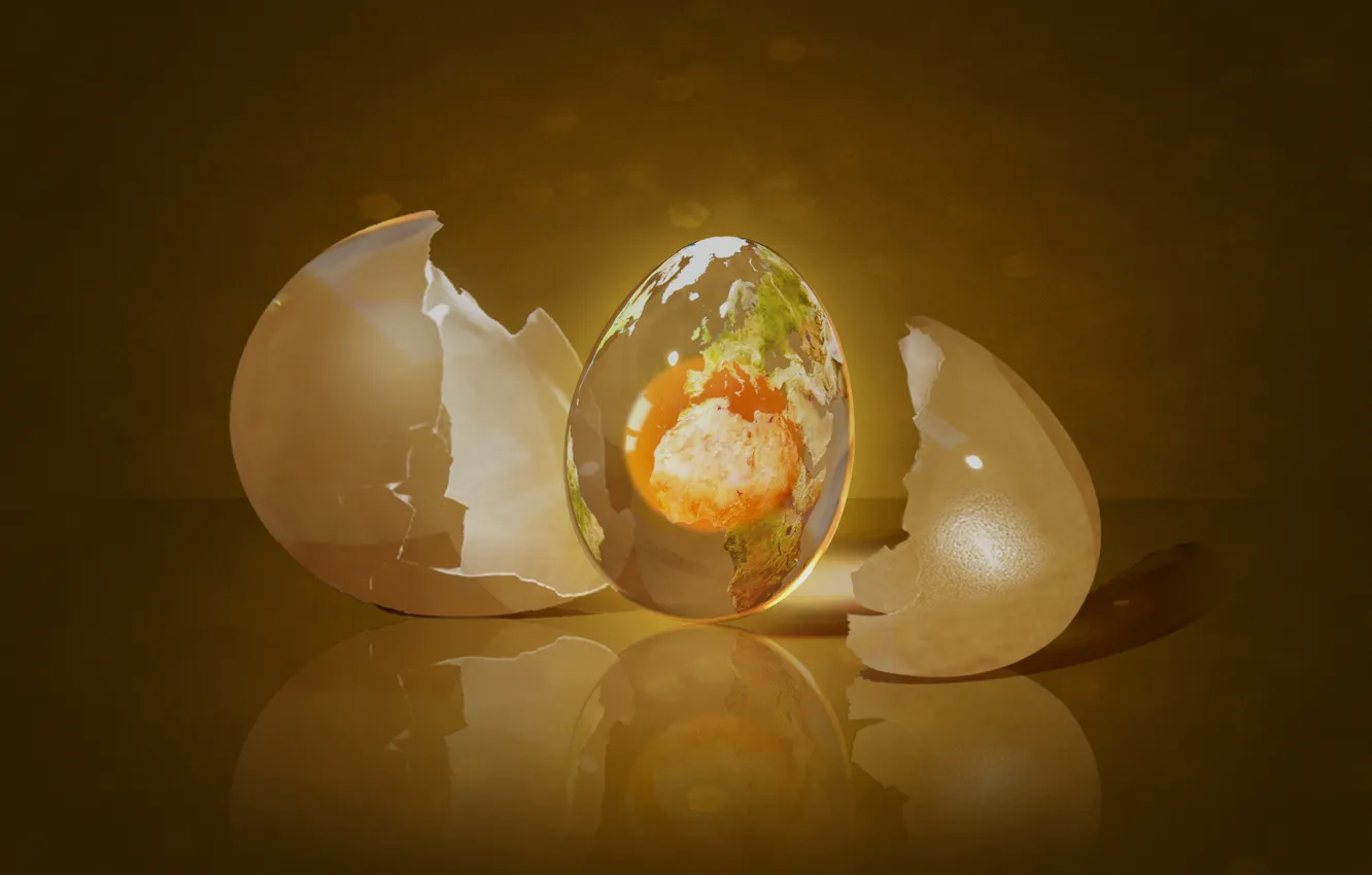 Photo wallpaper earth, egg, art, continents, shell, the yolk