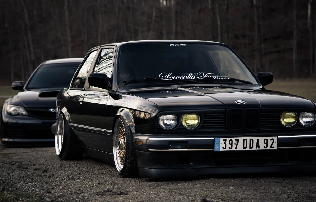 Photo wallpaper BMW, E30, Subaru Impreza, BMW E30 & Subaru Impreza