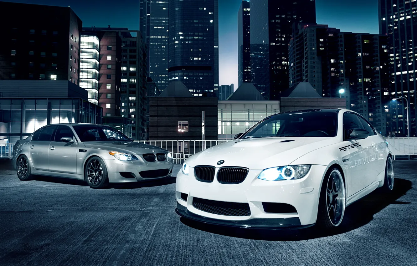Photo wallpaper the city, building, bmw, BMW, five, three, tuning