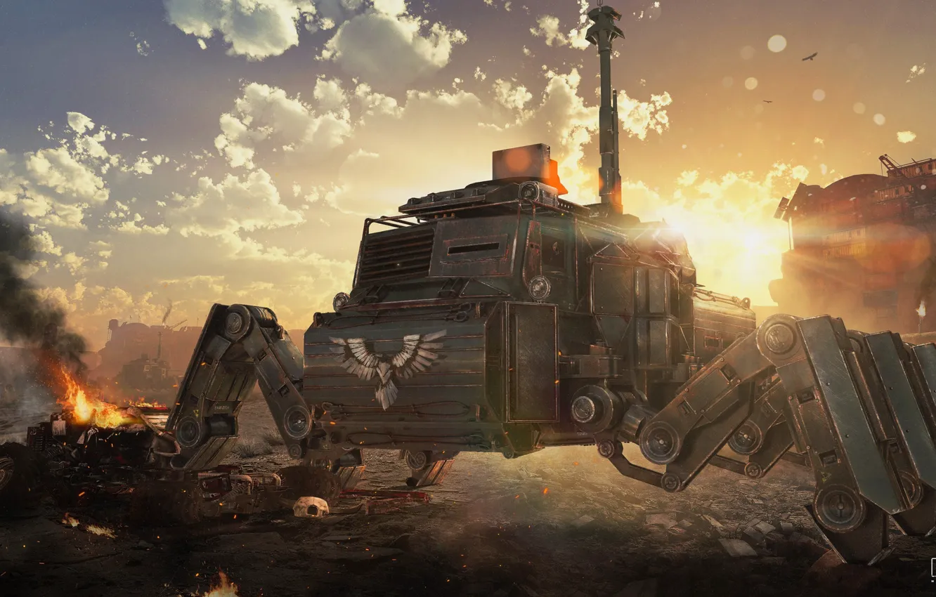 Photo wallpaper machine, destruction, Crossout Scorpion