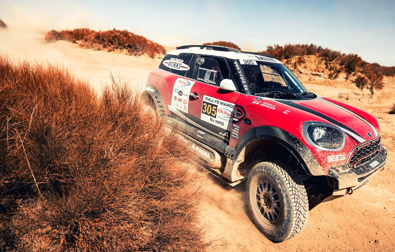Photo wallpaper sand, machine, auto, red, race, sport, desert, speed