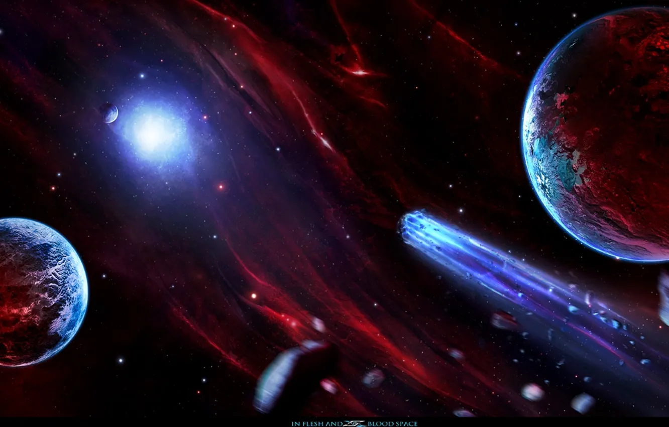 Photo wallpaper stars, planets, in flesh and blood space