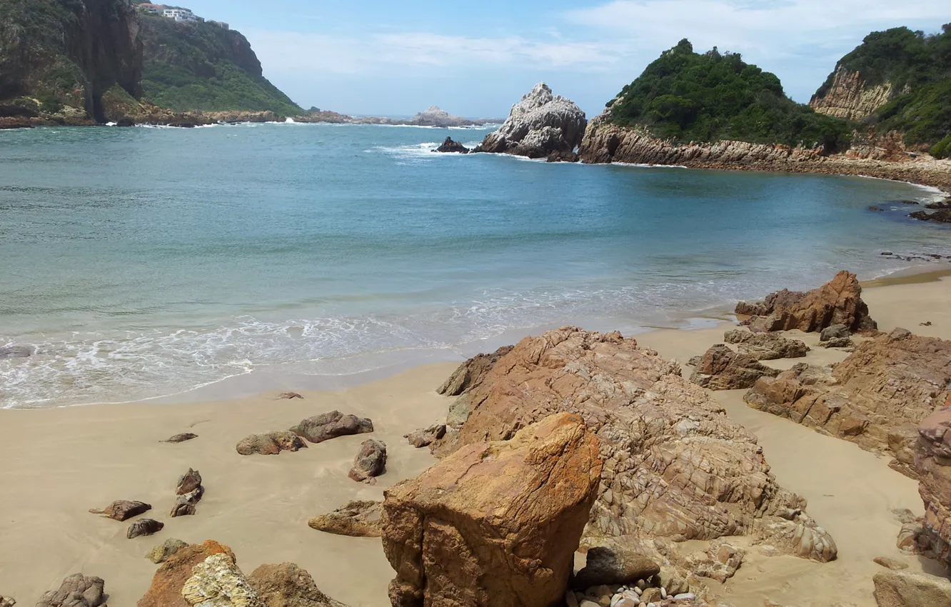 Photo wallpaper sea, the sky, stones, rocks, South Africa, Knysna, knysna. south africa