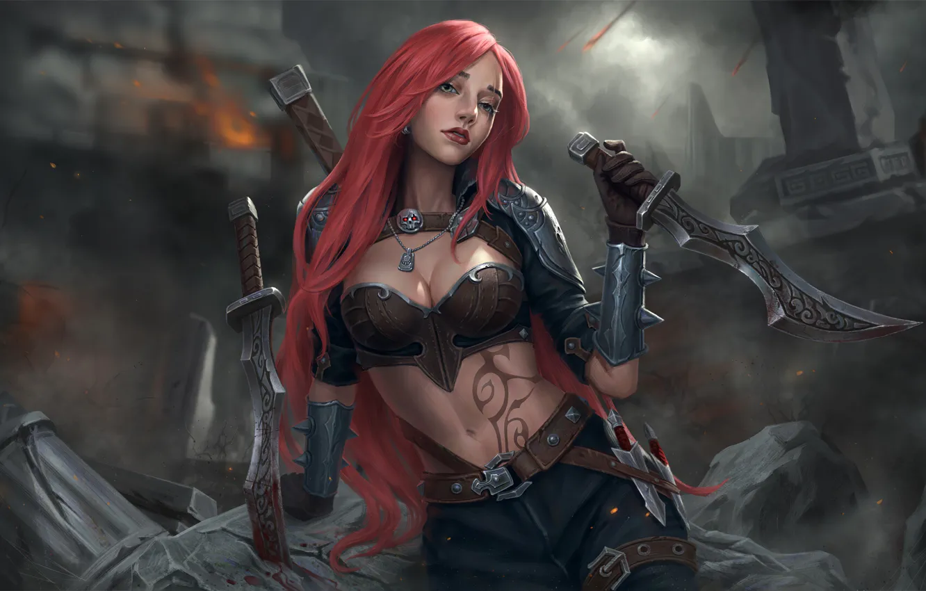 Photo wallpaper game, art, League of Legends, Katarina, LoL, Riot Games, moba, riot