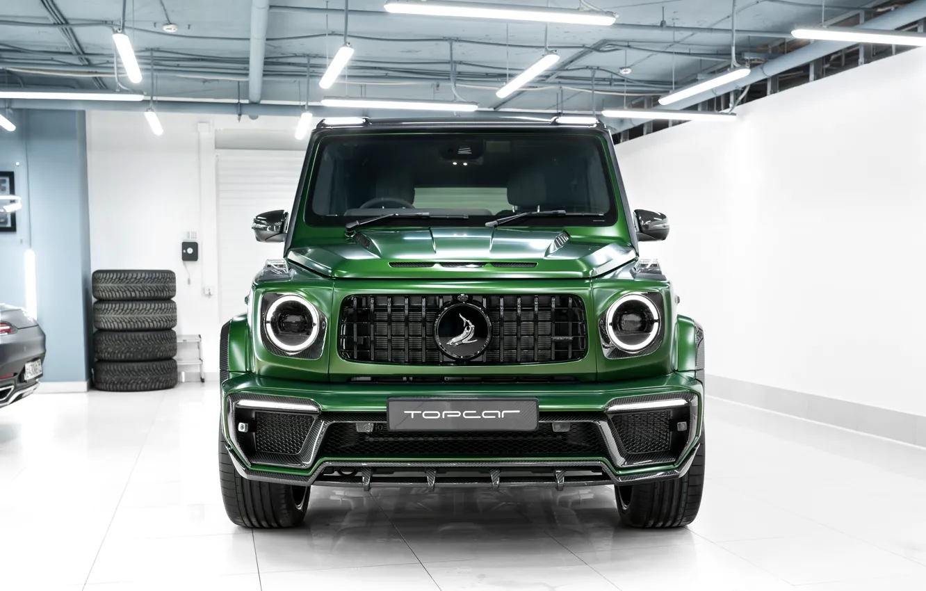 Photo wallpaper Mercedes-Benz, Mercedes, Front, G-Class, Ball Wed, W463, Green Inferno