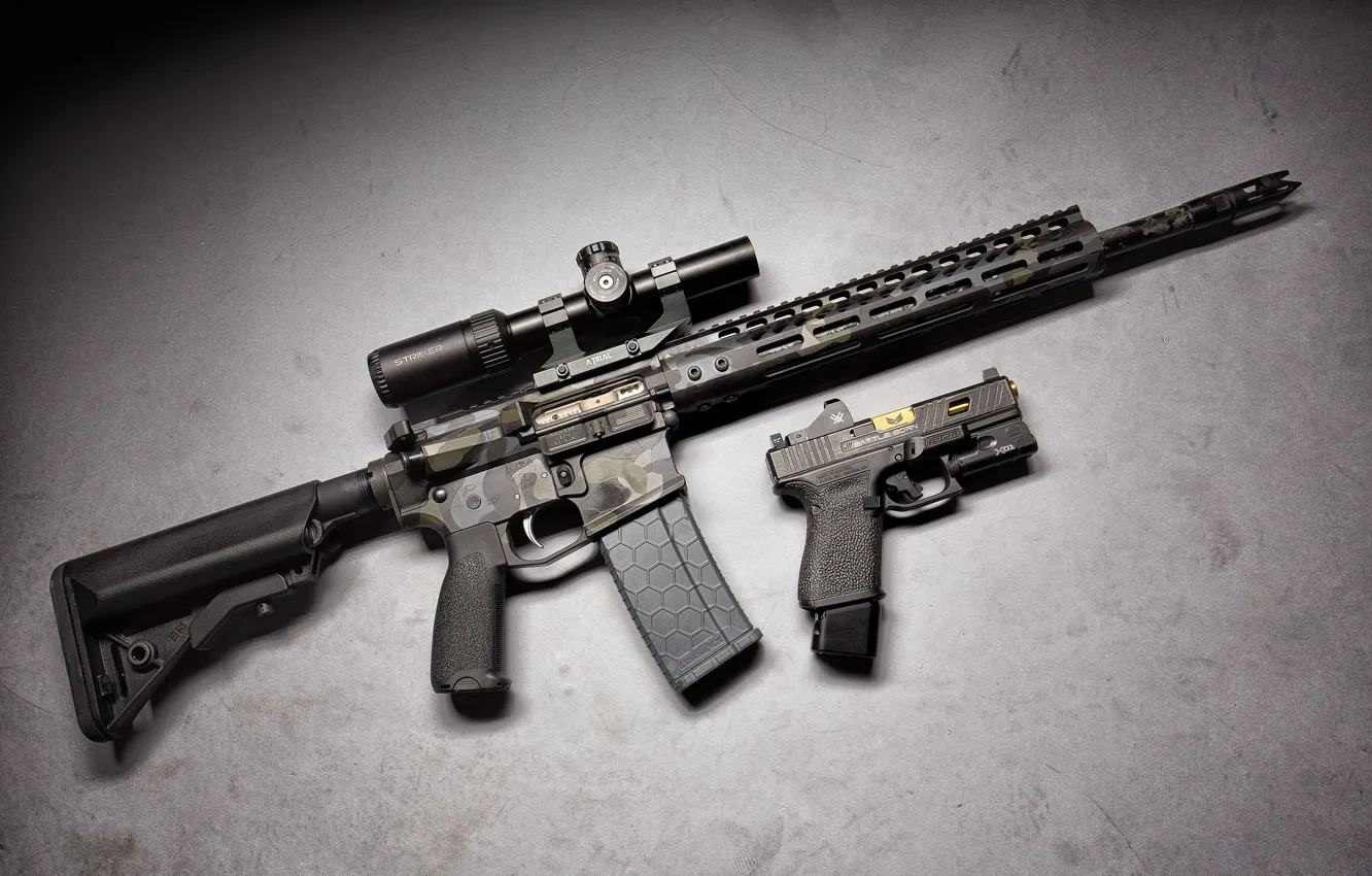 Photo wallpaper gun, weapons, optics, glock, assault rifle