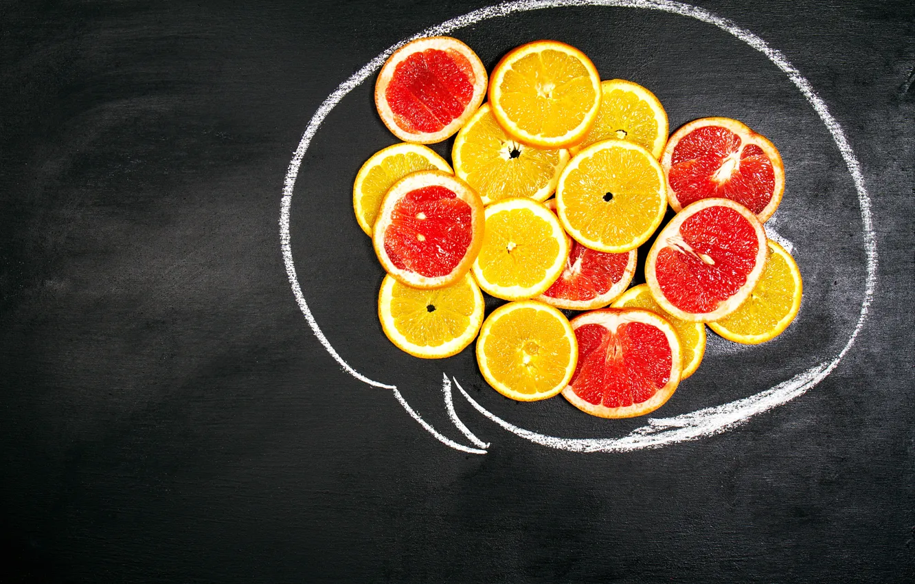 Photo wallpaper Figure, Orange, Citrus, Slices, Grapefruit