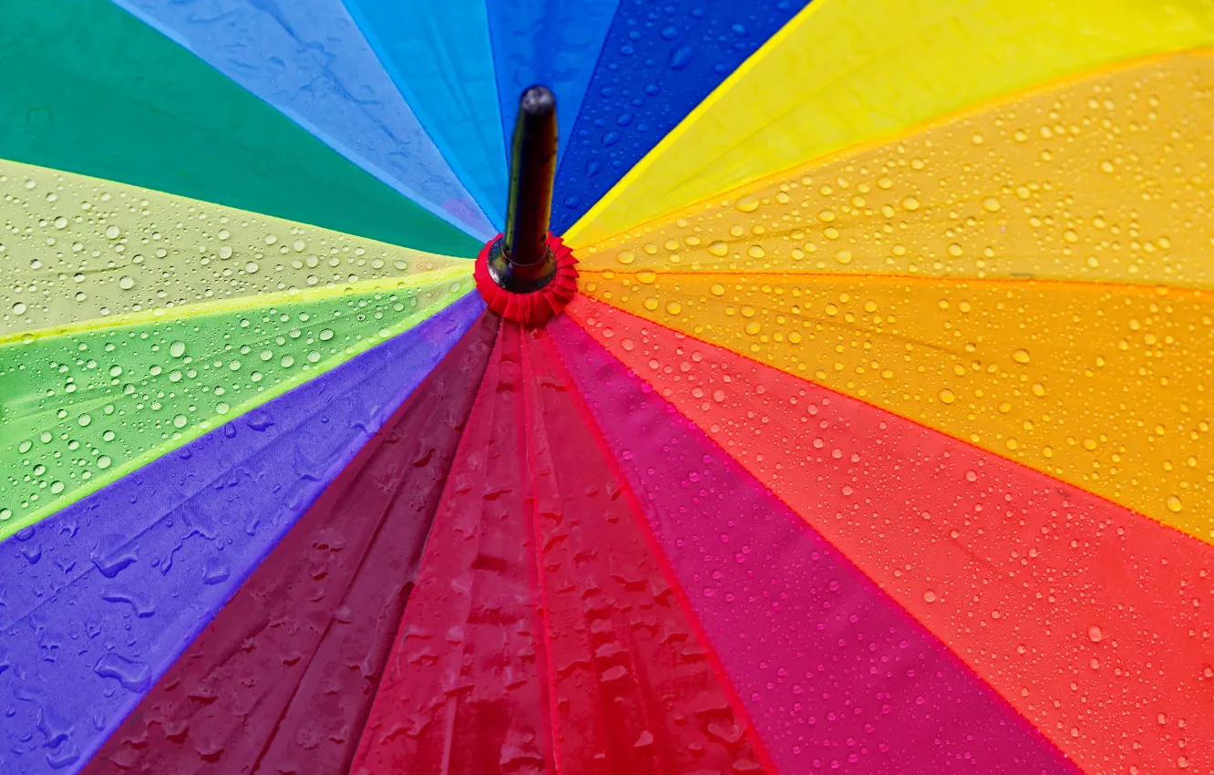 Photo wallpaper colorful, rainbow, wet, rain, close-up, umbrella, macro, textures