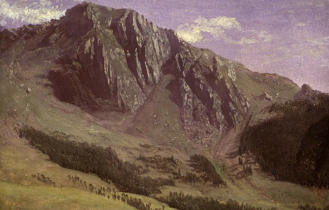 Photo wallpaper landscape, mountains, picture, Albert Bierstadt
