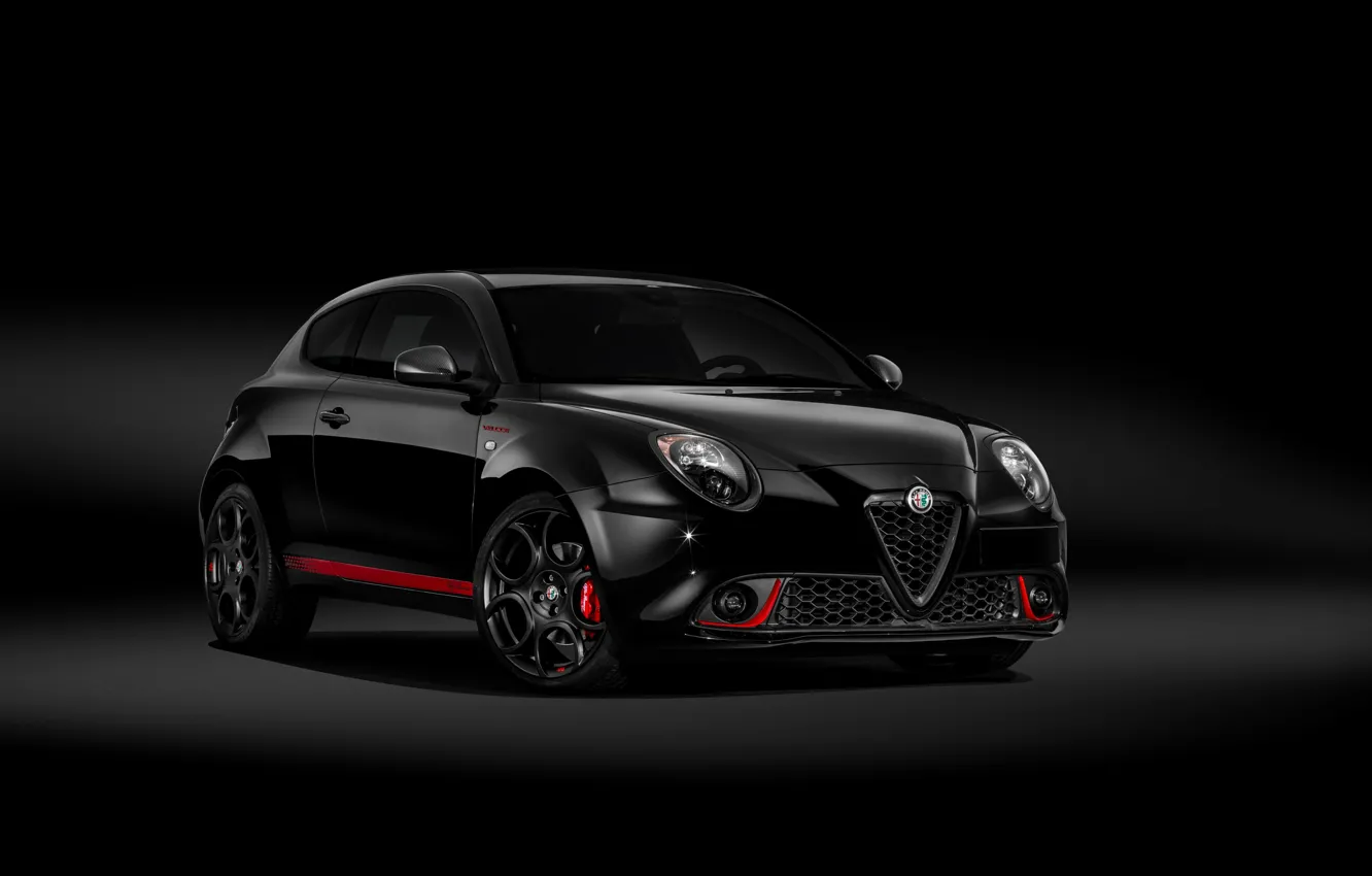 Photo wallpaper Alfa Romeo, car, black background, black color