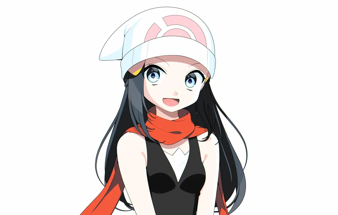 Photo wallpaper girl, cleavage, long hair, boobs, anime, blue eyes, beautiful, pretty