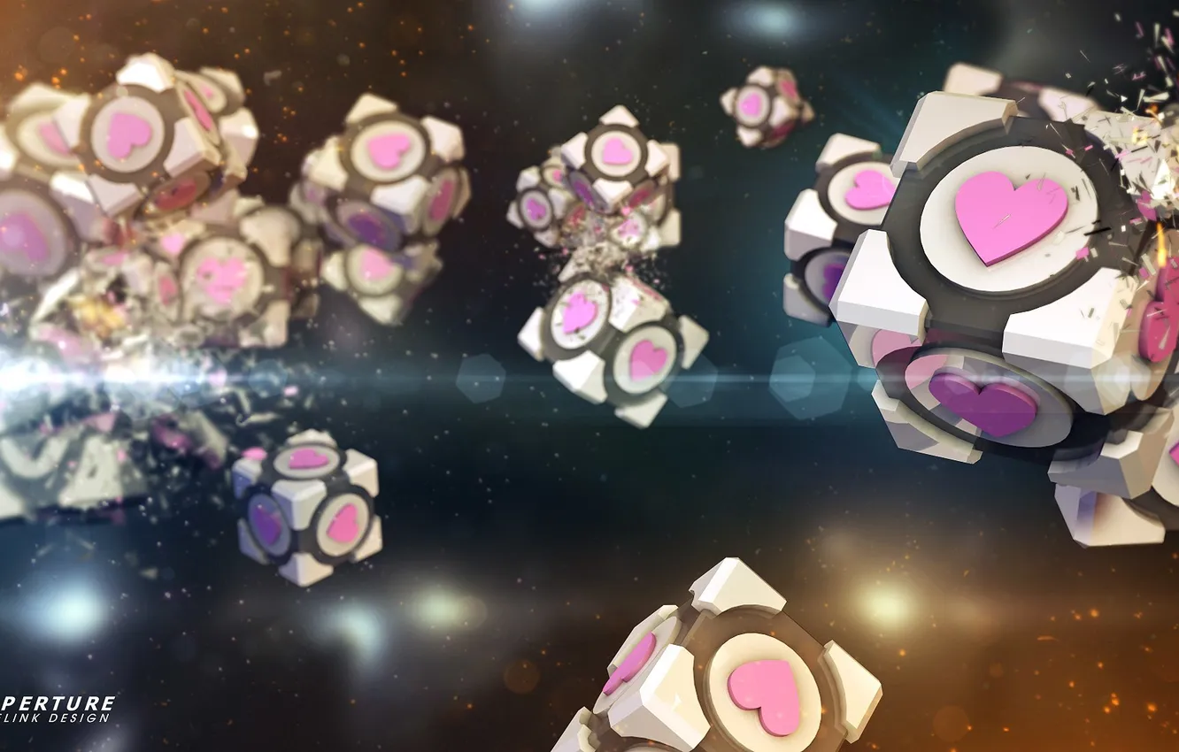 Photo wallpaper portal, cube, Aperture Science, Companion