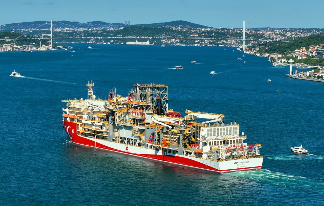Photo wallpaper Strait, Turkey, drilling vessel, Abdul Hamid Khan