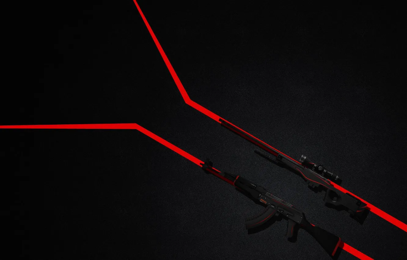 Photo wallpaper AK-47, awp, CS:GO, the red line