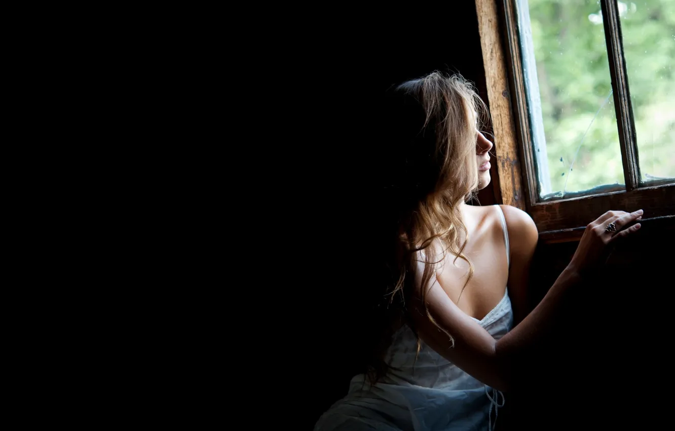 Photo wallpaper girl, mood, window