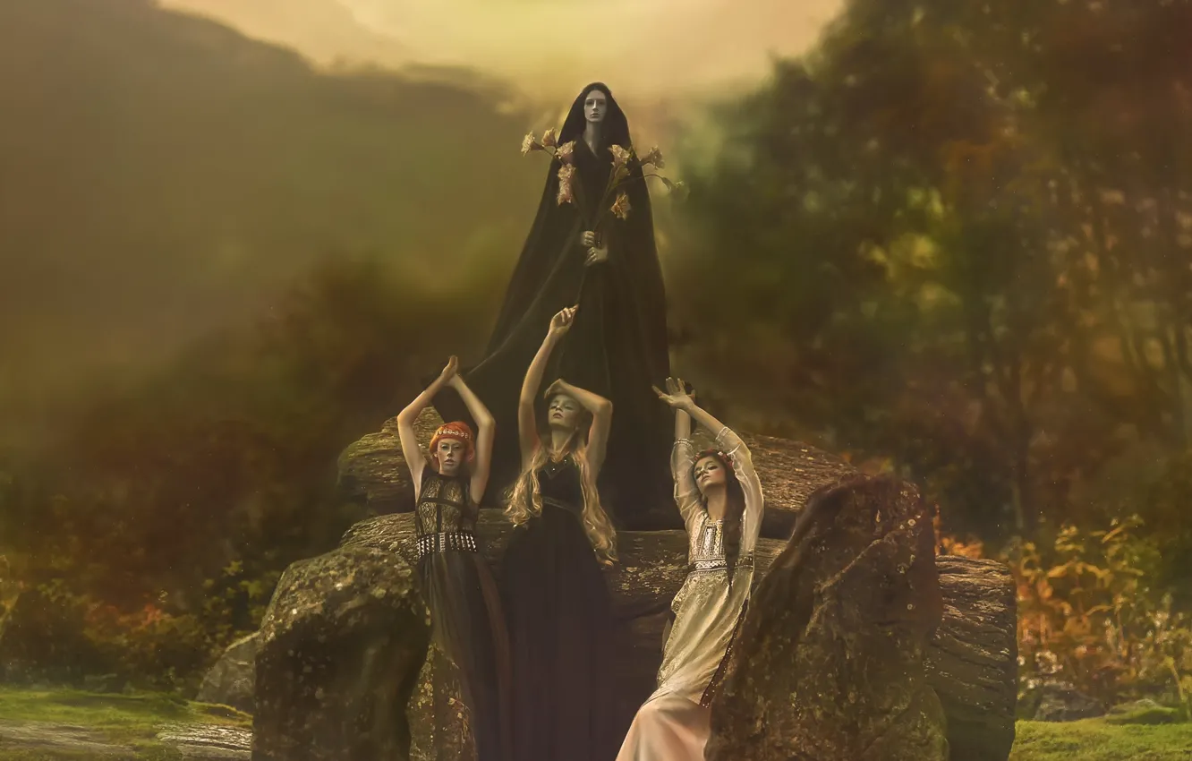 Photo wallpaper fantasy, art, fine art, Agnieszka Lorek, four girls