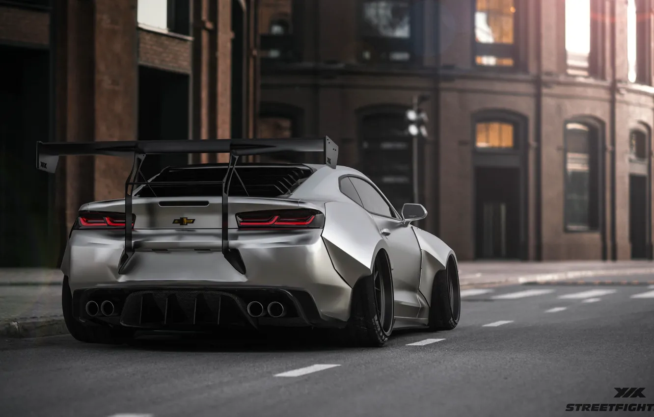 Photo wallpaper car, machine, auto, the city, grey, Chevrolet, Camaro, auto