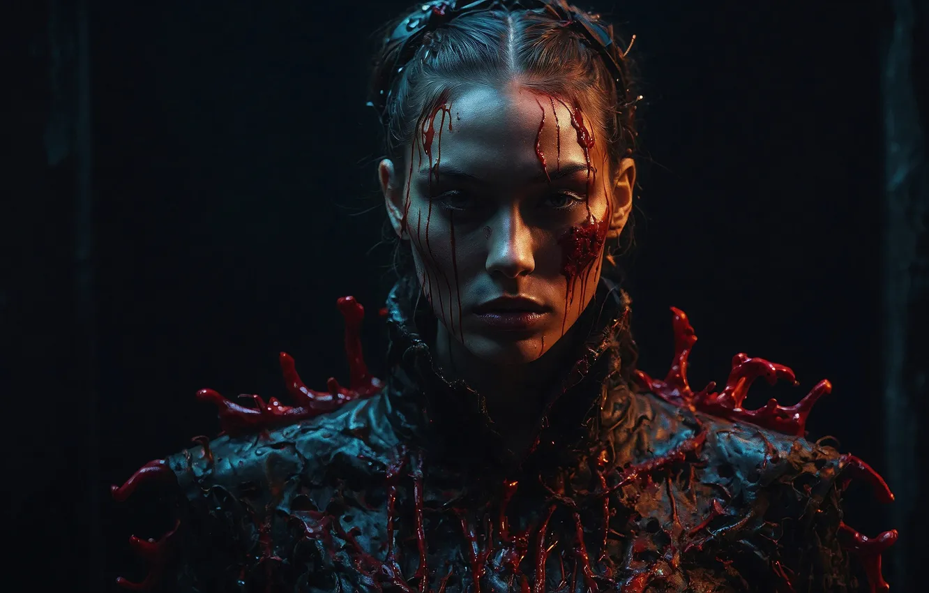 Photo wallpaper girl, blood, portrait, fantasy, dark, blood, fantasy, women