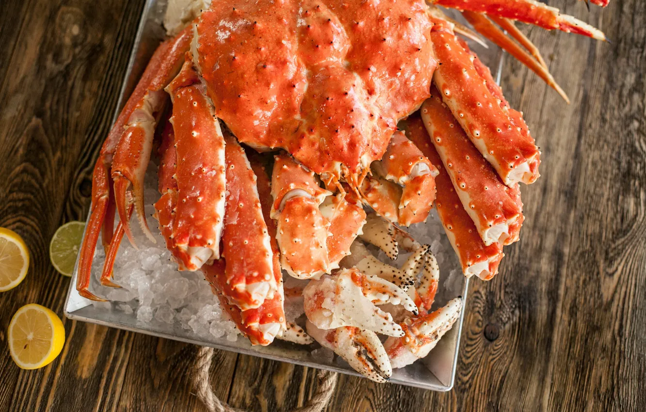 Photo wallpaper lemon, crab, citrus, seafood