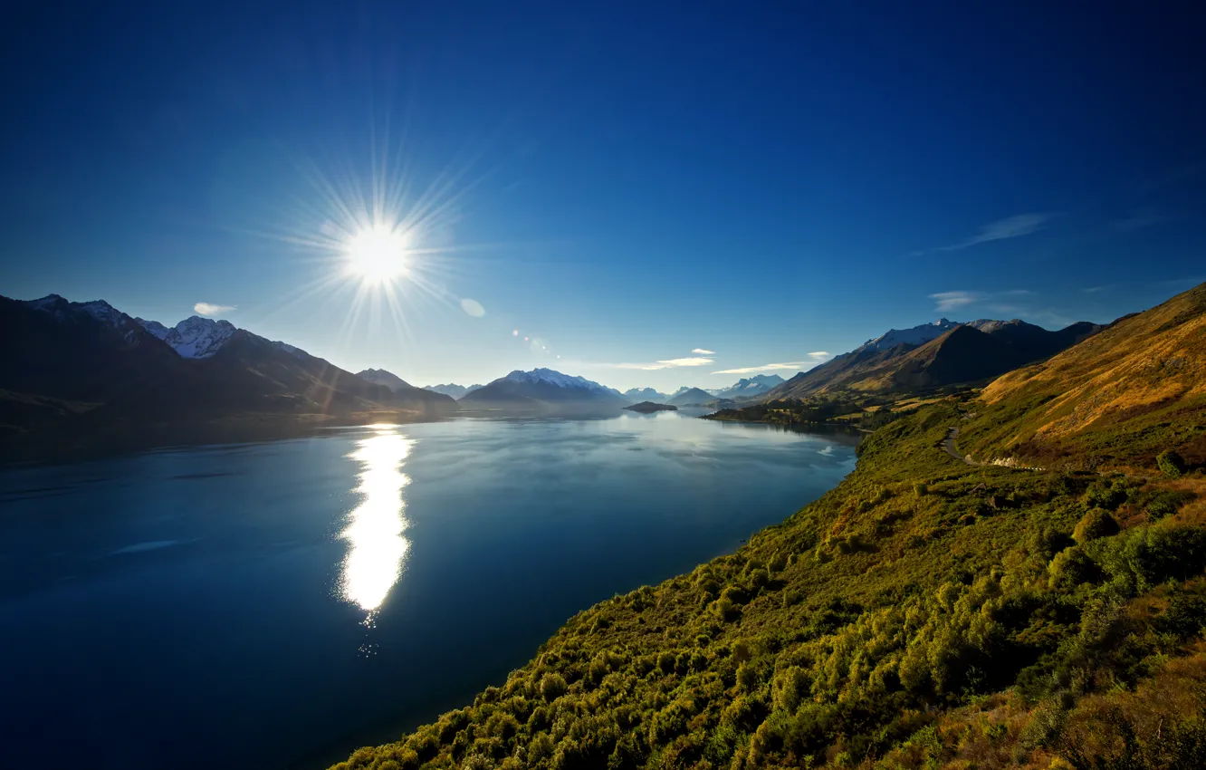 Photo wallpaper mountains, nature, lake, New Zealand, New Zealand, Lake Wakatipu