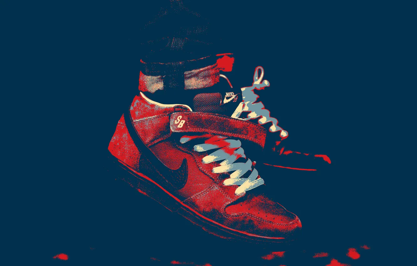 Photo wallpaper red, blue, brand, Nike, dunk