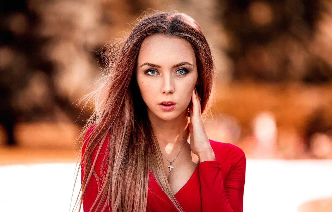 Photo wallpaper girl, long hair, photo, photographer, blue eyes, model, bokeh, lips