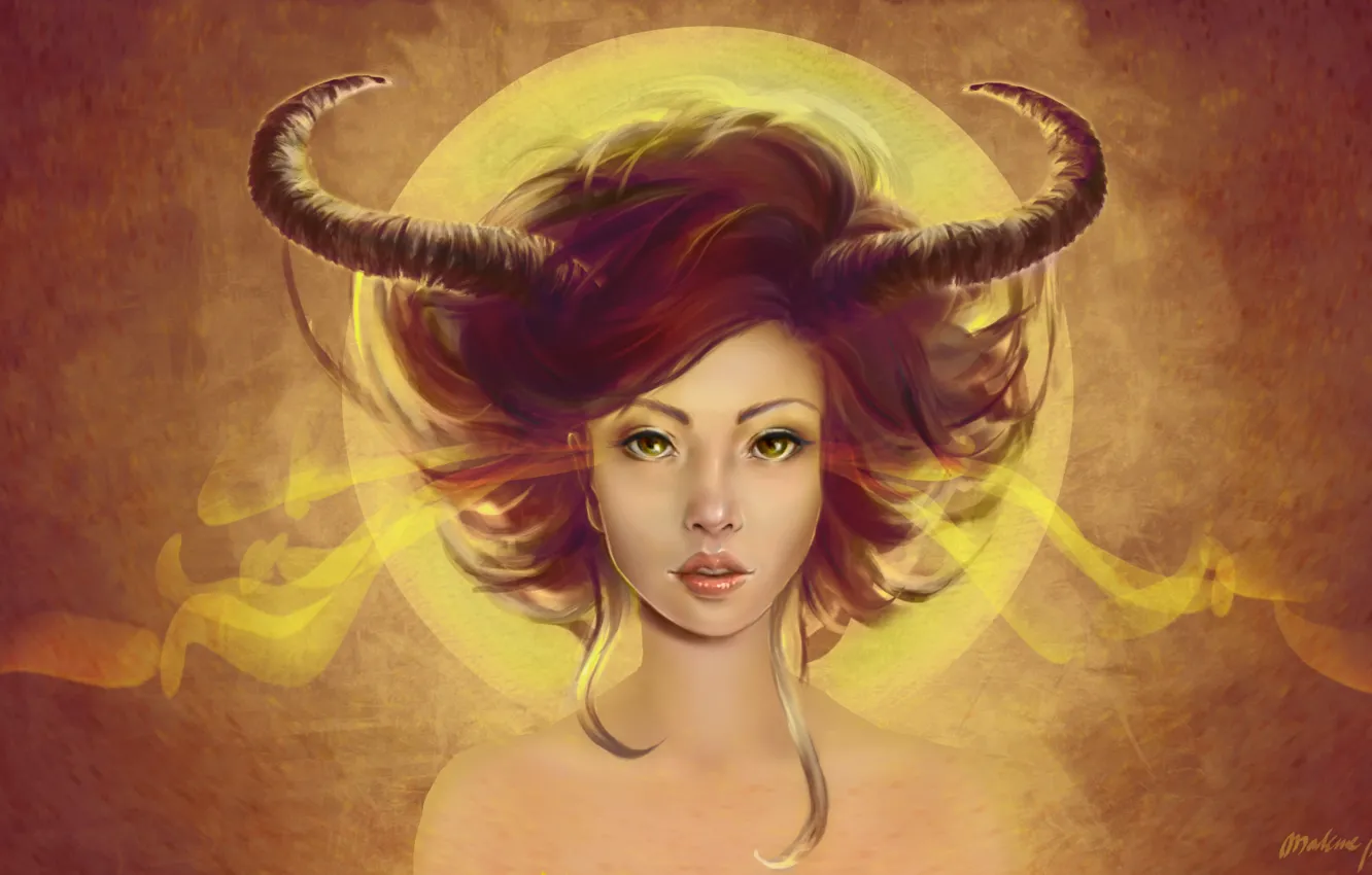 Wallpaper look, art, horns, demoness for mobile and desktop, section ...