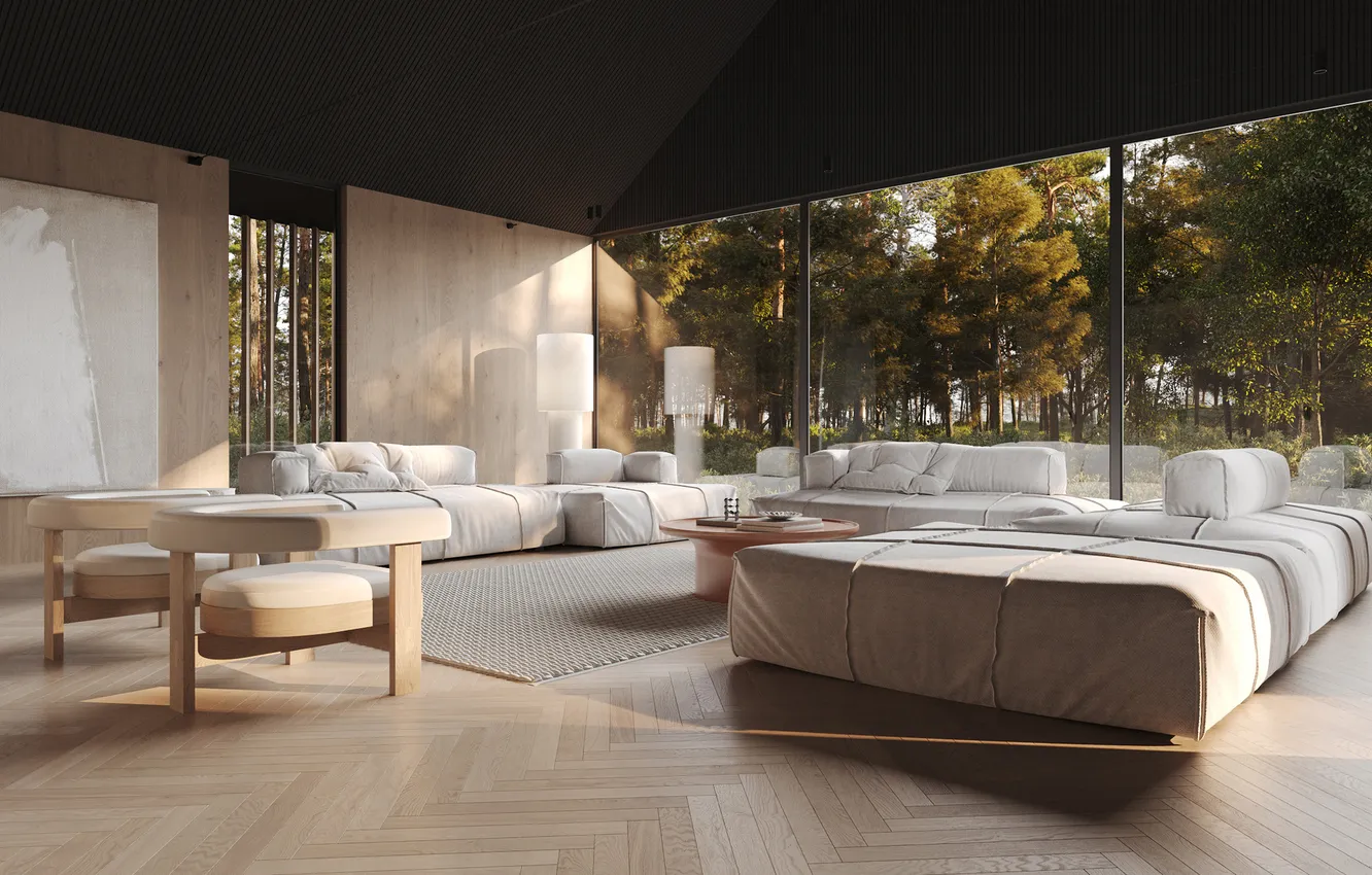 Photo wallpaper design, space, style, Villa, interior, living room, by CartelleDesign