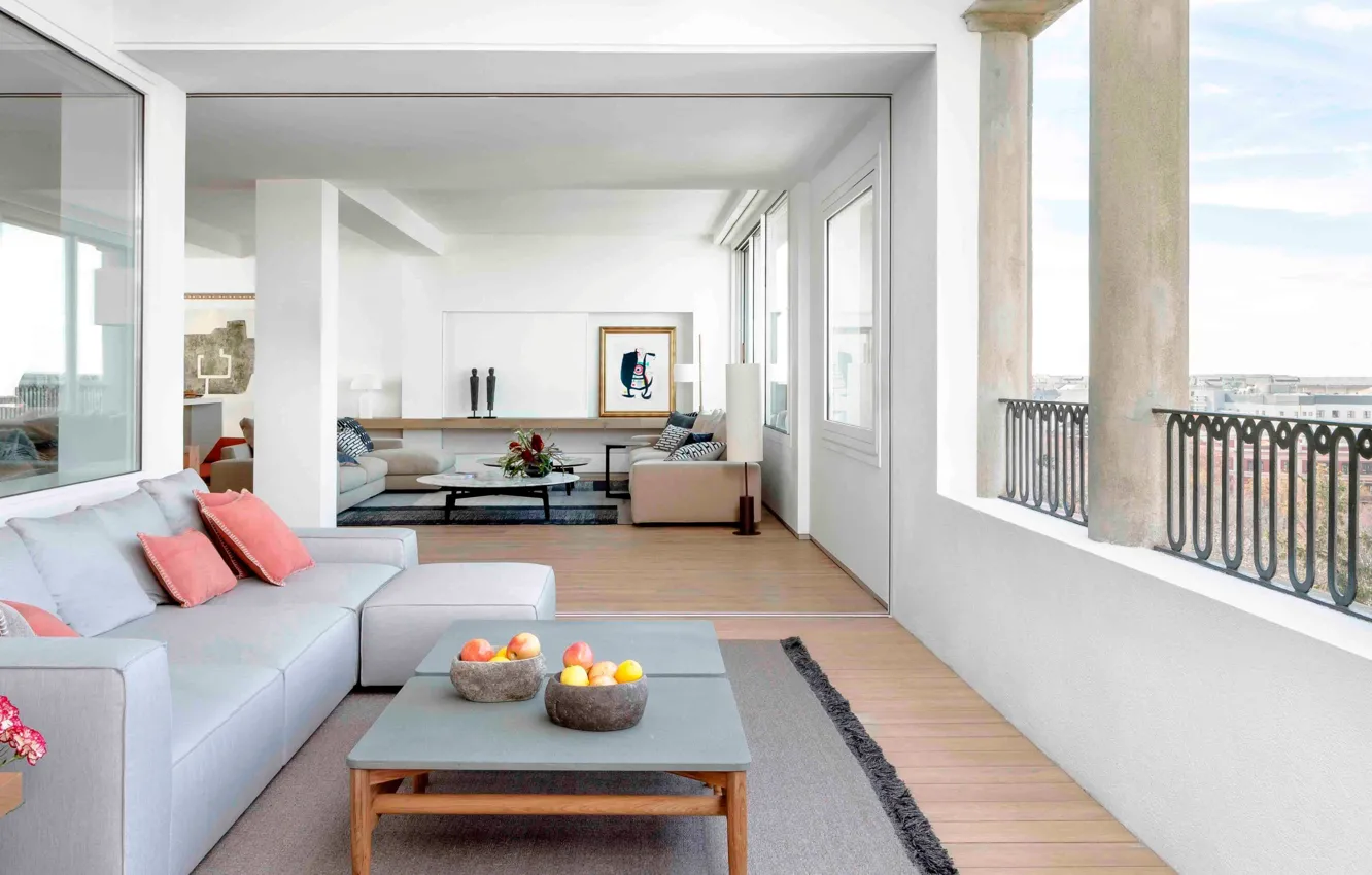 Photo wallpaper interior, living room, Madrid, Madrid, by Ábaton Arquitectura, The Retreat Park Loft