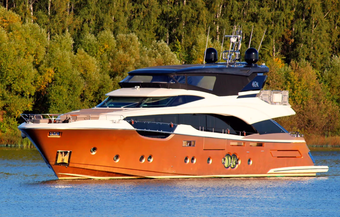 Photo wallpaper river, stay, yacht