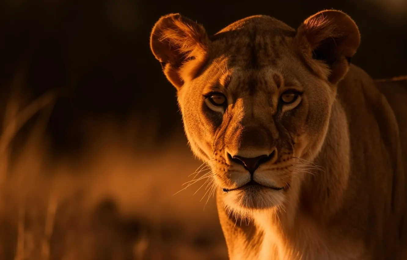 Photo wallpaper face, light, portrait, lioness, digital art, AI art, The Art of Artificial Intelligence, neural network