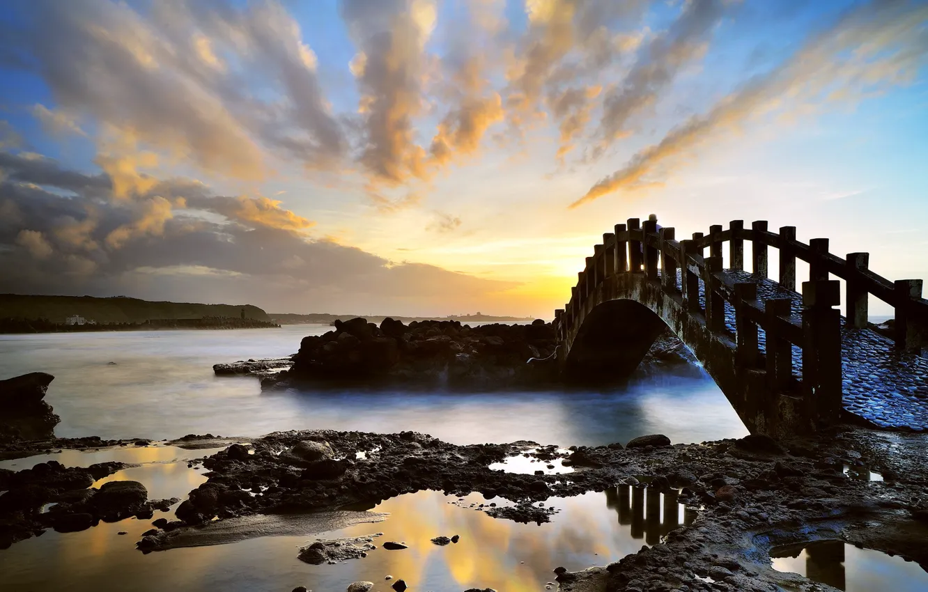 Photo wallpaper landscape, bridge, Bay